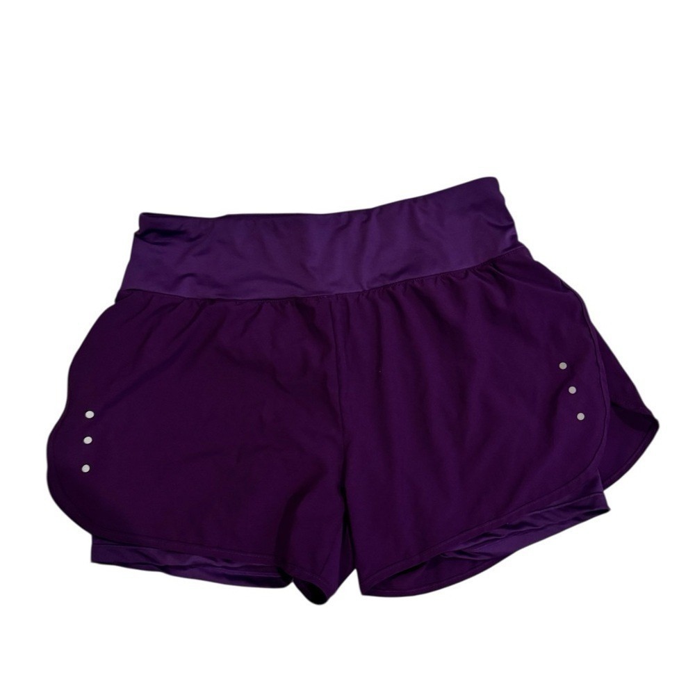 Women's Purple tights underneath Athletic‎ Shorts